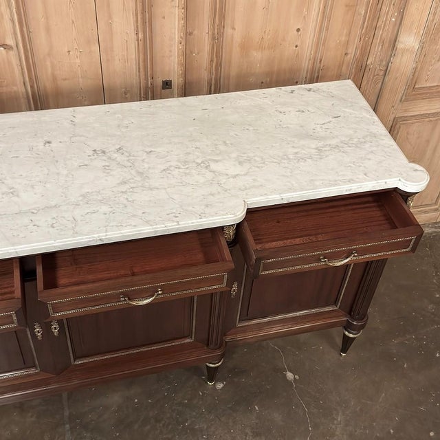 Louis XVI Style Mahogany Buffet With White Marble Top For Sale - Image 13 of 18