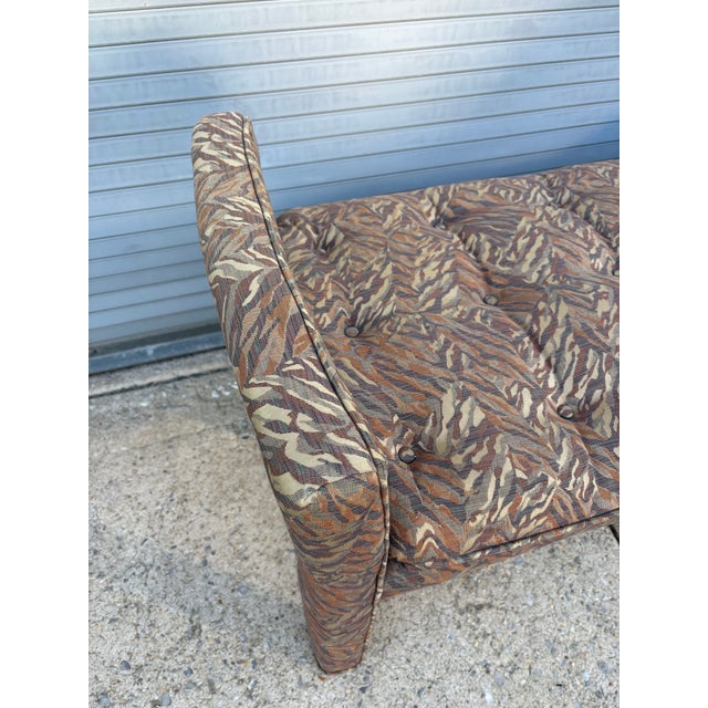 Brown 1990's Upholstered Patterned Fabric Bench For Sale - Image 8 of 10