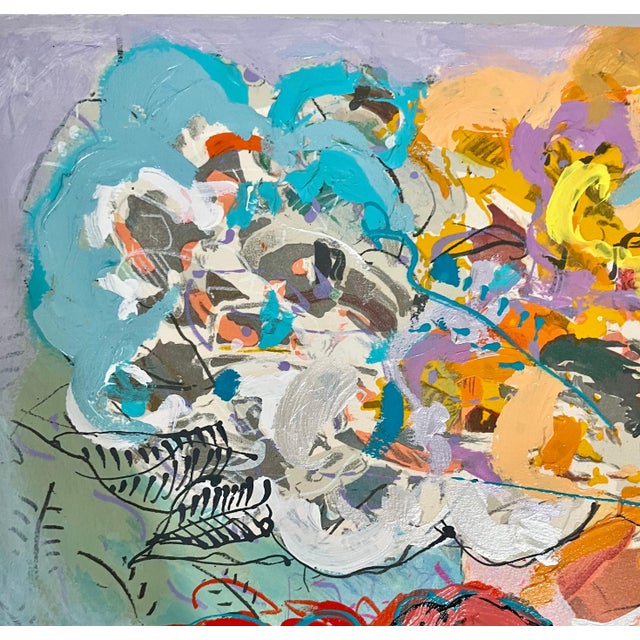 Calman Shemi Calman Shemi, Unique Modernist Israeli Still Life Monoprint Painting Calman Shemi Vase Flowers, c. 20th century For Sale - Image 4 of 6