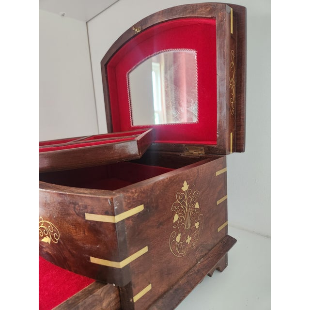 1970s Solid Walnut Jewelry Box With Key For Sale - Image 10 of 11