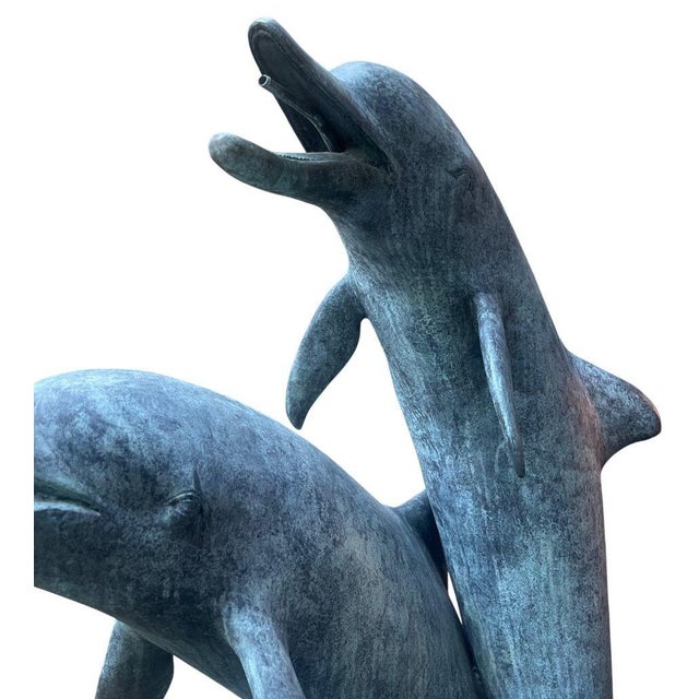 Monumental American Bronze Four-Dolphin Fountain Sculpture. Late 20th Century. For Sale - Image 11 of 12