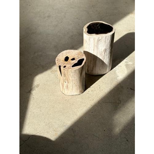 White Petrified Wood Side Table with Black Heart For Sale - Image 11 of 18