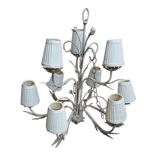 Boho Shabby Chic Floral 9 Light Chandelier For Sale