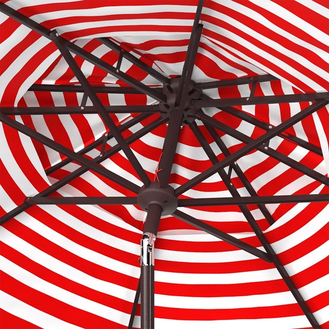 Spritely Home Athens 9Ft Double Top Crank Umbrella, Red With White Understripe For Sale - Image 4 of 6