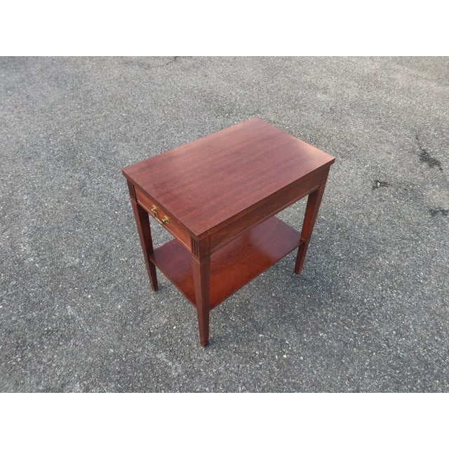 Wood Mersman 7641 Two Tier Single Drawer Mahogany Side Table For Sale - Image 7 of 8