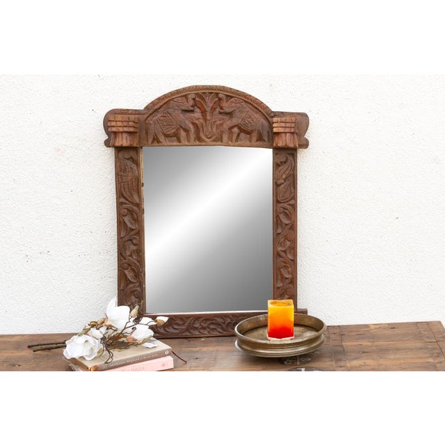 Royal Elephant High-Relief Carved Mirror For Sale - Image 9 of 9