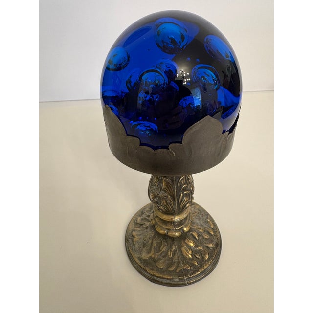 Murano 1950s Murano Paperweight Housed in Mid Century Modern Hollywood Regency Candleholder For Sale - Image 4 of 4