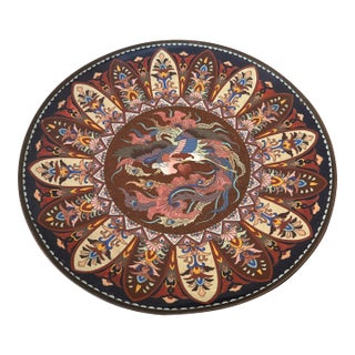 19th Century Meji Period Large Cloisonne Enamel Phoenix Plate For Sale