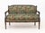 French Provincial Style Mahogany Sofa, with floral upholstery and cushion. 32" H x 49" W x 22" D. Provenance: The Estate...