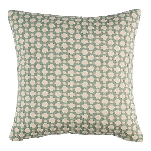 Schumacher x Celerie Kemble Betwixt 20" Pillow in Water/Ivory For Sale