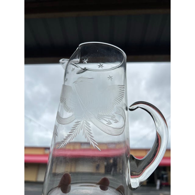 American Late 20th Century Bicentennial Cocktail Pitcher With Etched American Eagle & Stars For Sale - Image 3 of 6