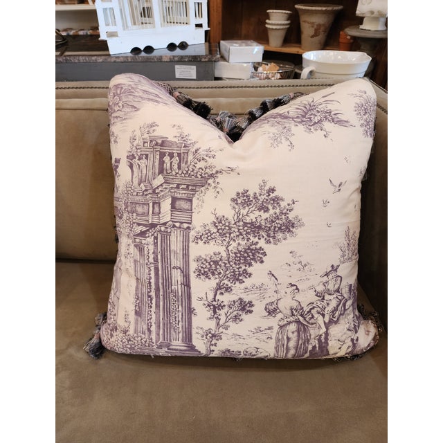 French Toile Euro Down Pillow. Gorgeous! For Sale - Image 4 of 5
