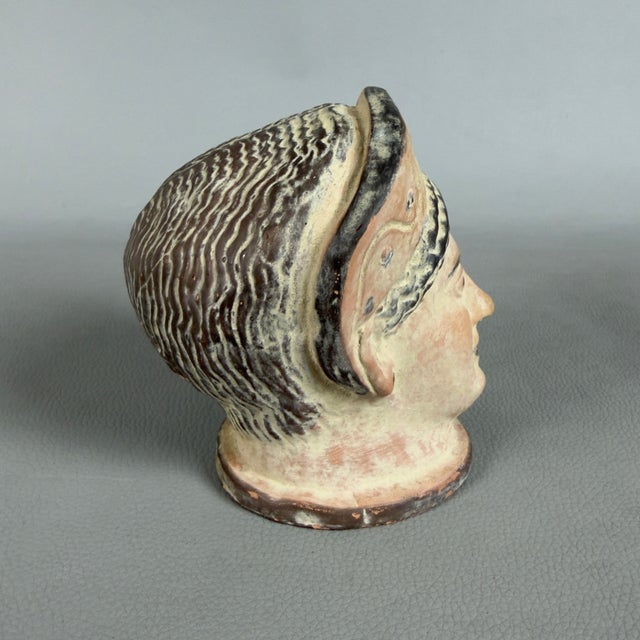 Modern Classical Greek Head Sculpture in Terracotta, 1960s For Sale - Image 3 of 11