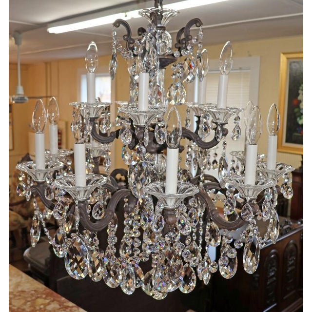 Schonbek 15 Light La Scala 5075 Textured Bronze Finish Crystal Chandelier For Sale - Image 14 of 17