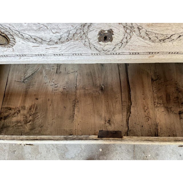 Wood Antique Bleached Oak Flemish Chest of Drawers For Sale - Image 7 of 17