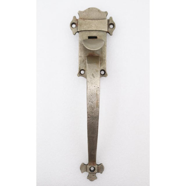 Vintage Arts & Crafts nickeled bronze thumb latch door pull with a curved shaped handle. Made by Sargent. The original...
