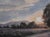 Summer and the Setting Sun by Mo Myra | Watercolor on Paper Landscape with sunset and trees For Sale