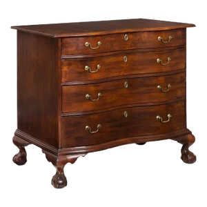 American Chippendale Birchwood Serpentine Chest of Drawers Circa 1770