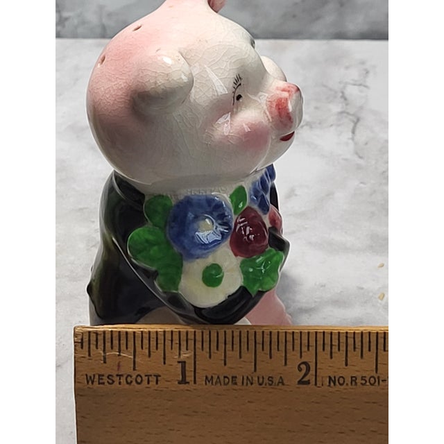 1950s Vintage Py Japan Pig Couple Salt Pepper Shakers For Sale - Image 10 of 13