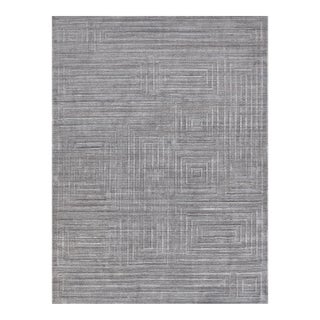 Exquisite Rugs Castelli Handmade Bamboo Silk & Cotton Gray Rug-9'X12' For Sale
