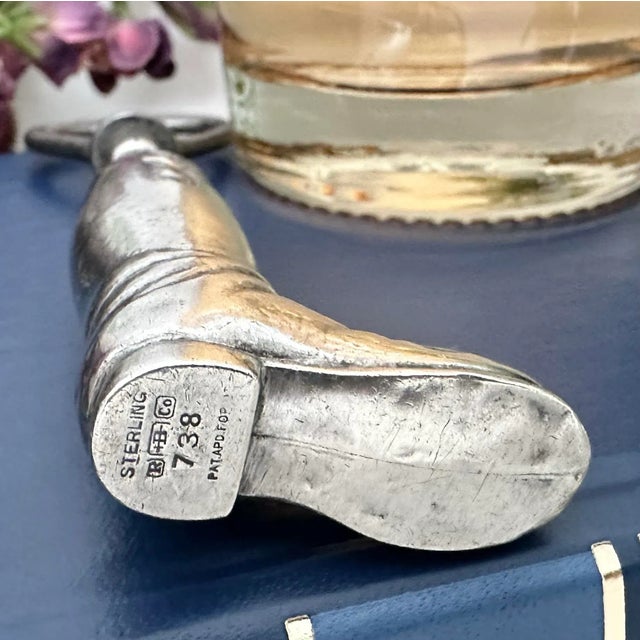 This is for a Vintage Sterling Silver Equestrian Boot Bottle Opener / Corkscrew from R. Blackinton & Co Silver. The...