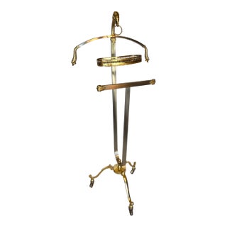 Mid 20th Century Italian Maison Jansen Style Mixed Metal Ram's Head Gentleman's Valet Stand For Sale