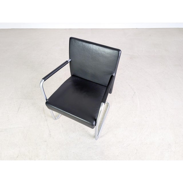 Animal Skin Jason Lite 1500 Chairs in Black Leather from Walter Knoll, Set of 5 For Sale - Image 7 of 11