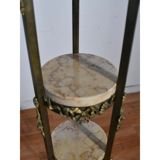 Antique Late 19th French XVI Marble Bronze Étagère / Pedestal Stand 4 Tiers For Sale - Image 11 of 18