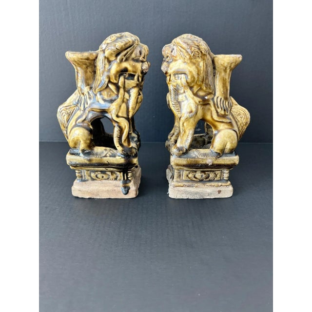 Antique Chinese Foo Dog Guardian Lion Incense Burners - a Pair For Sale - Image 4 of 10
