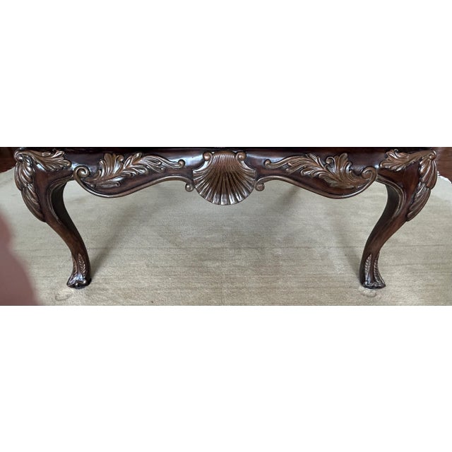 Henredon Carved Wood Cocktail Table With Marble Top For Sale In Naples, FL - Image 6 of 17