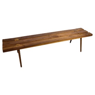 Studio Slat Bench in Walnut and White Oak Inlays by Michael Rozell, USA, 2020 For Sale