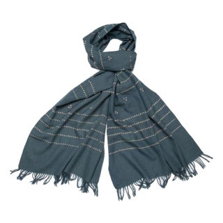 Bandhani Gray Wool Scarf For Sale