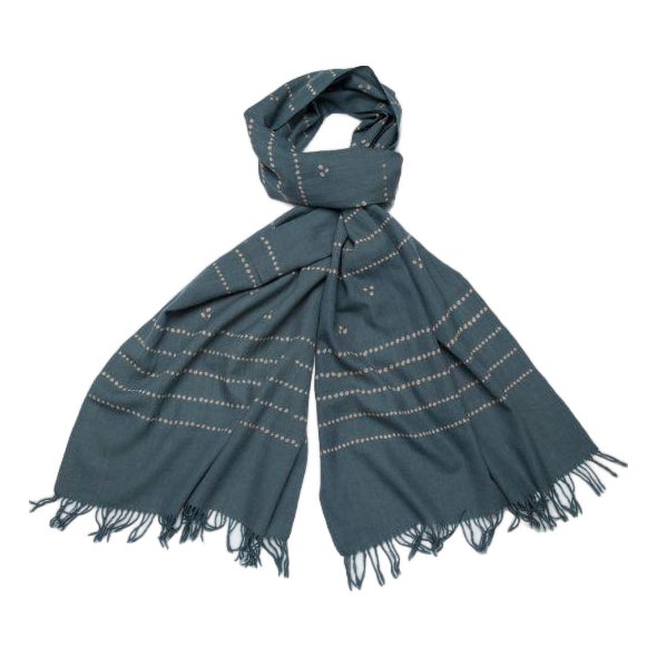 Bandhani Gray Wool Scarf For Sale