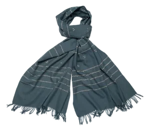 Bandhani Gray Wool Scarf
