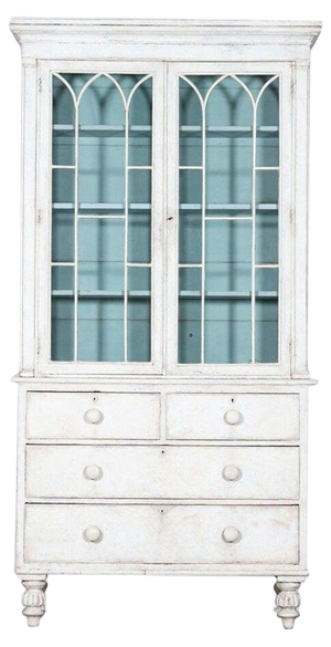 English 19th Century Painted Mahogany Glazed Bookcase, 1850s