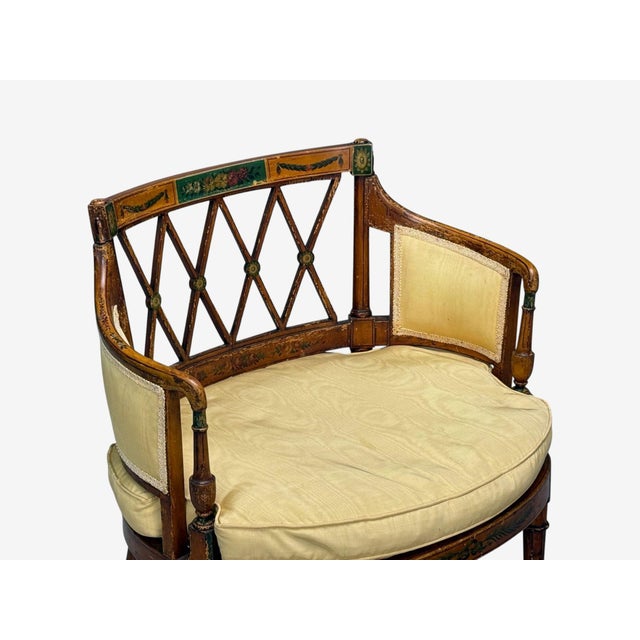 Traditional Adams Style, Chair and Ottoman, Painted Wood, Fabric, Usa, 1930s For Sale - Image 3 of 13