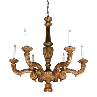1900s Gilt Wood Chandelier From France For Sale