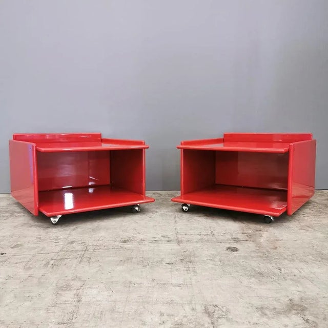 Bedside Tables in Rosso Lacqued Wood by Kazuhide Takahama, 1970s, Set of 2 For Sale - Image 11 of 11
