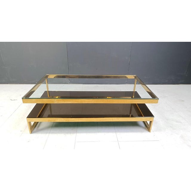Vintage 23kt Gold 2-Tier Coffee Table from Belgochrom, 1970s For Sale - Image 4 of 11