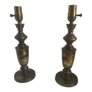 Pair of Asian Chinoiserie Table Lamps For Sale