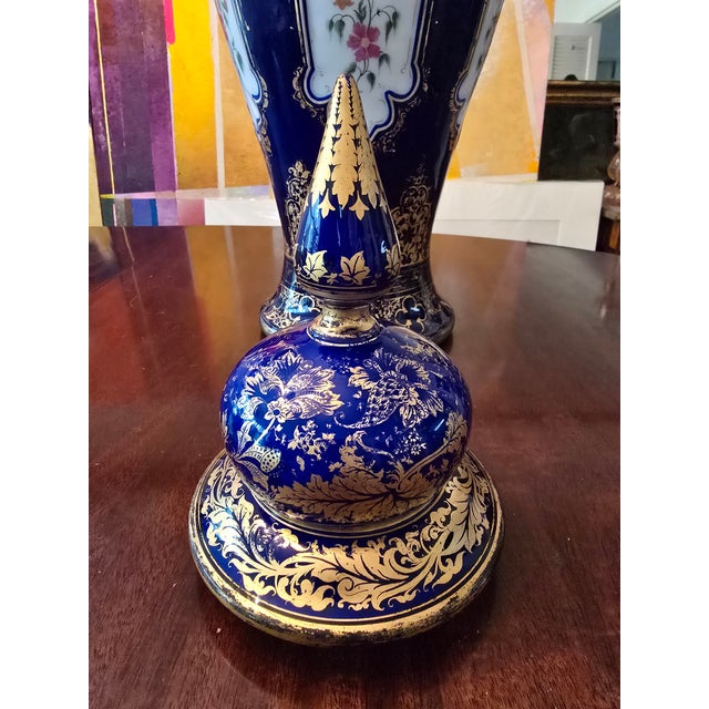 Glass Antique Baccarat Style Grand Palace Opaline Overlay Urn For Sale - Image 7 of 11