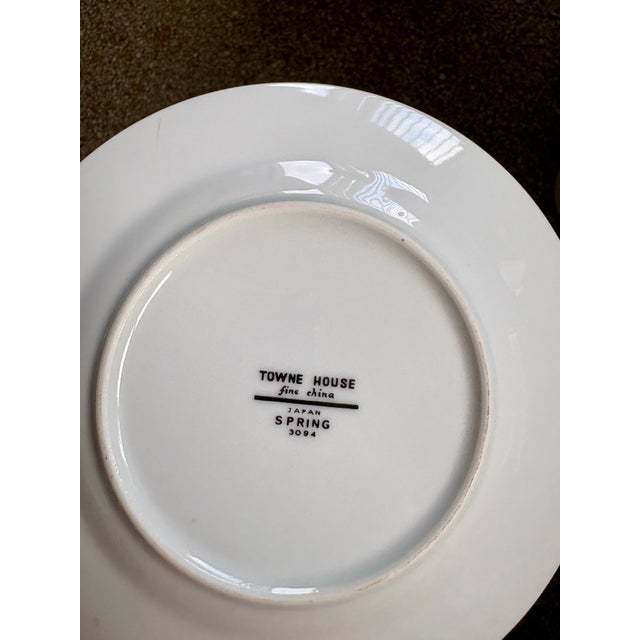 Vintage Towne House "Spring" Bread & Butter Plates • Yellow Floral Silver Trim - Sold Individually For Sale - Image 4 of 5
