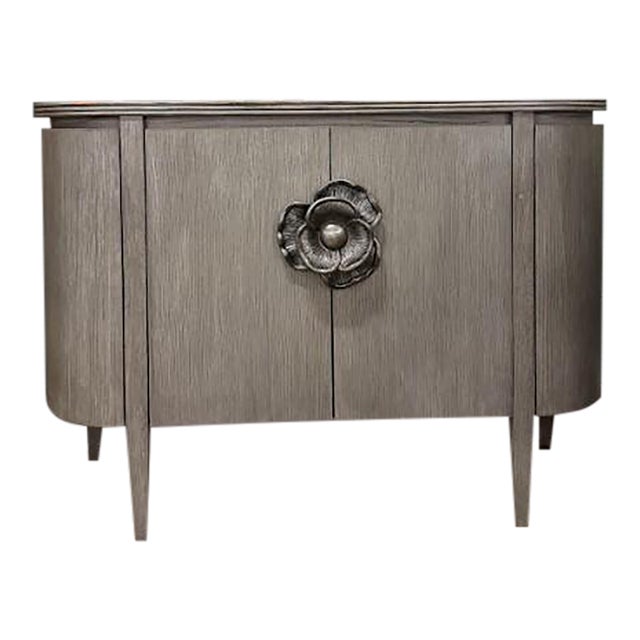 Grey Demi-Lune Cabinet For Sale