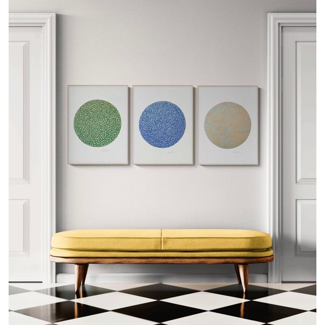 2020s Circle Swirls With Green Acrylic Painting For Sale - Image 5 of 5