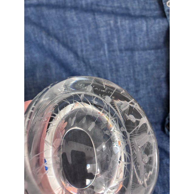 Art Deco Early 20th Century Oval 4” Vase by Swedish Artist Lars Kjellander Numbered and Signed. Engraved With Thistle and Wheat Sheafs For Sale - Image 3 of 9