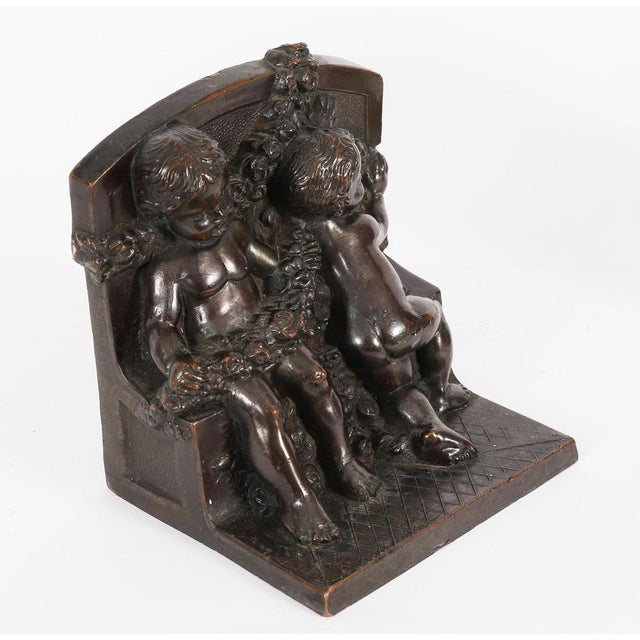 Antique Bronze Classical Cupid Bookends, 1800s, Set of 2 For Sale - Image 5 of 17