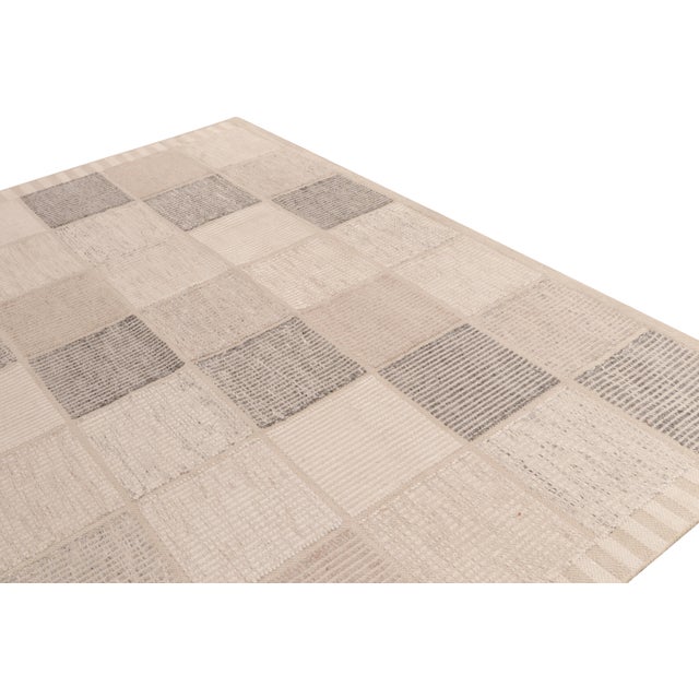 Rug & Kilim Scandinavian Style Kilim in Beige, Gray High-low Geometry by Rug & Kilim 5x8 For Sale - Image 4 of 7