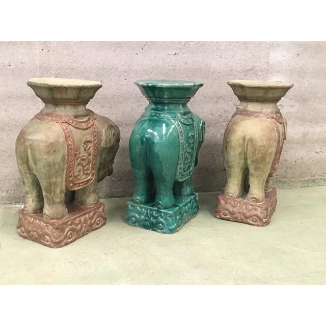 Mid-Century Modern 1940s Vintage Brown Terra Cotta Elephant Garden Planters - Set of 3 For Sale - Image 3 of 11