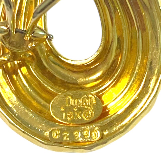 Gold Late 20th Century Henry Dunay New York 18k Gold Faceted Hoops Earrings, A Pair For Sale - Image 8 of 9