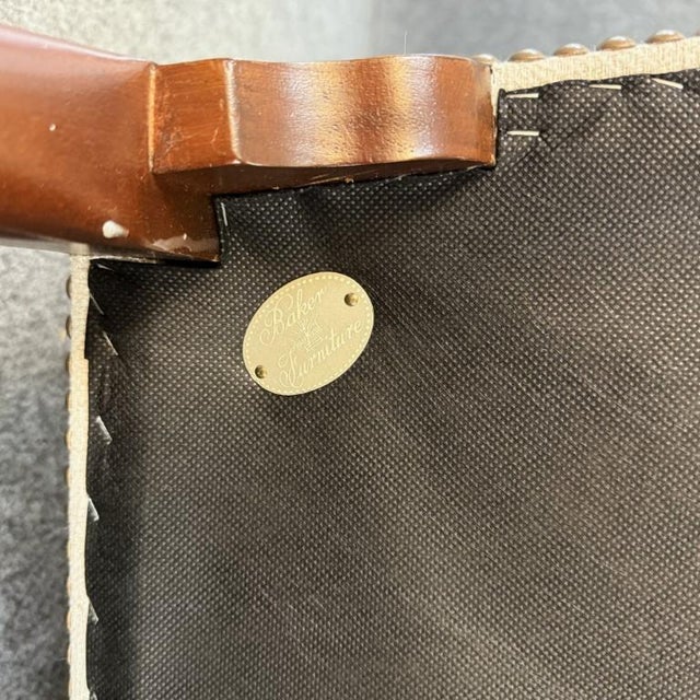 Late 20th Century Pair of Baker Furniture Stately Homes Gainsborough Arm Chairs in White For Sale - Image 14 of 17